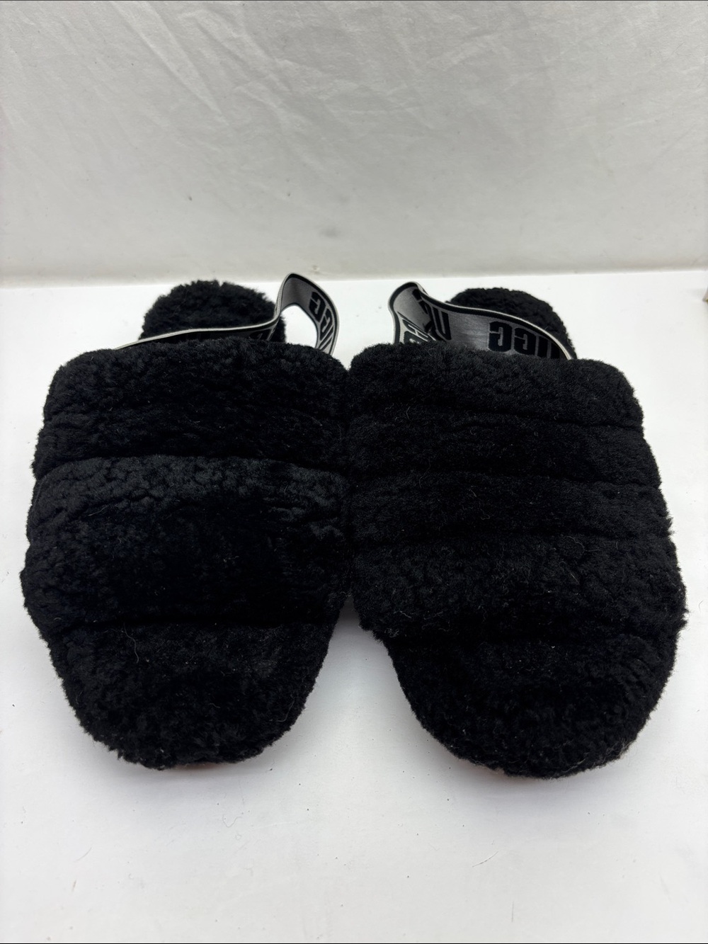 UGG Black Faux-Sherpa Slide Sandals, SZ 8, women’s, box 78